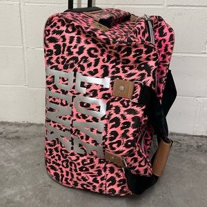 victoria's secret luggage pink carry bag leopard